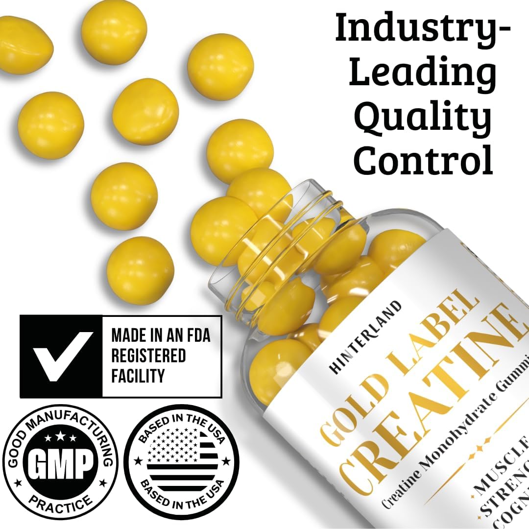 150 Hinterland Gold Label Creatine Gummies: 5,000mg per Serving for Strength, Muscle, Brain - 30 Servings