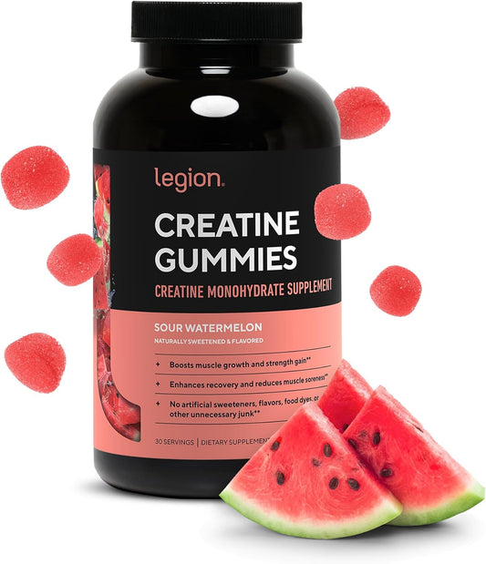 150 Legion Creatine Monohydrate Gummies - Sour Watermelon Chewables for Muscle Gain, Endurance, & Recovery - High Absorption Creatine Supplement