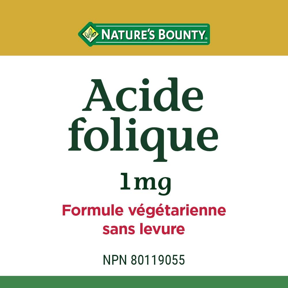 150 Tablets of Nature's Bounty Folic Acid 1 mg - Variable Packaging Sizes