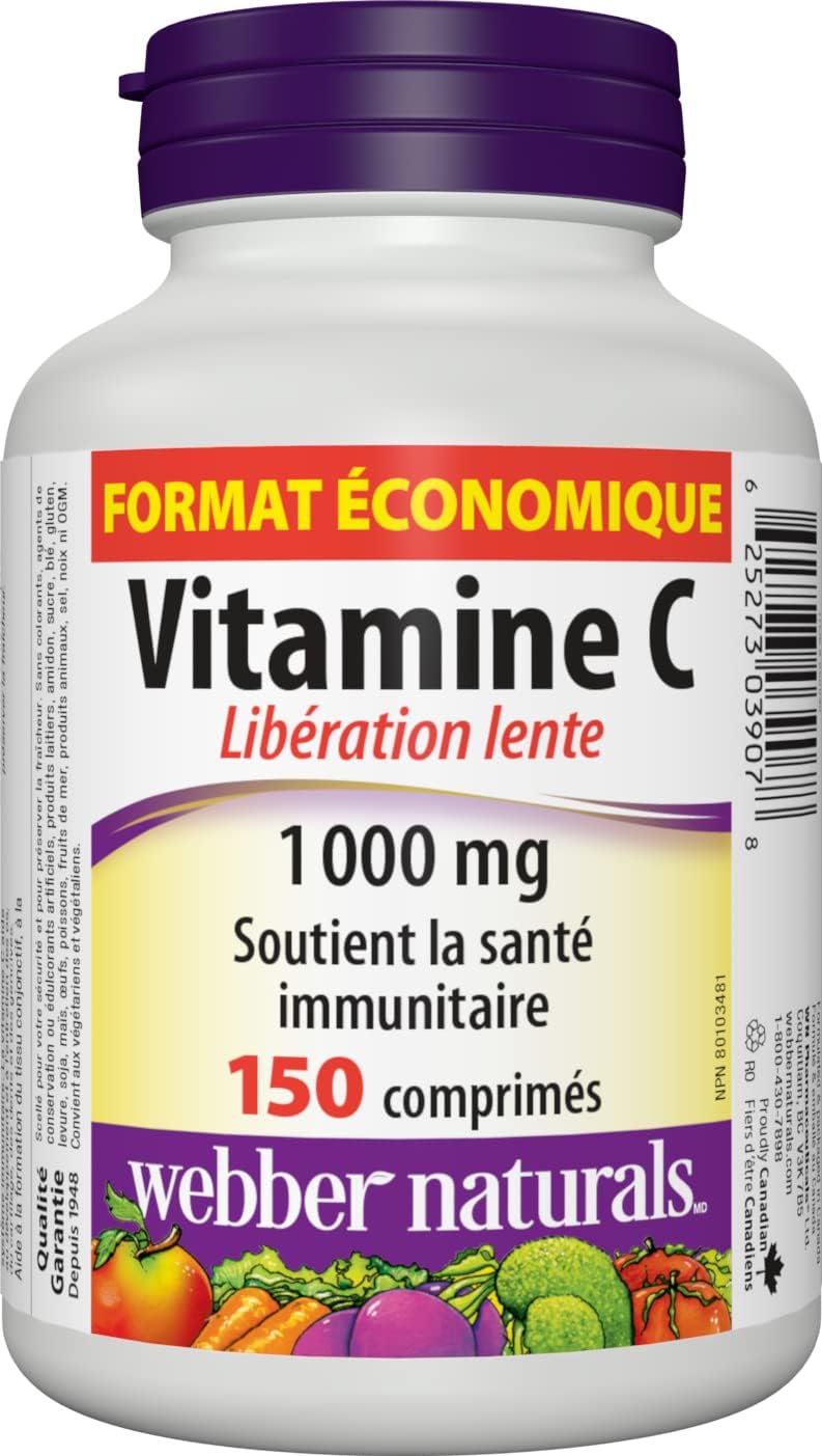 150 Tablets of Webber Naturals Vitamin C Time Release 1000 mg - Immune Support Supplement