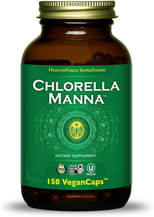 150 Vegan Capsules of HealthForce SuperFoods Chlorella Manna in Capsule Form