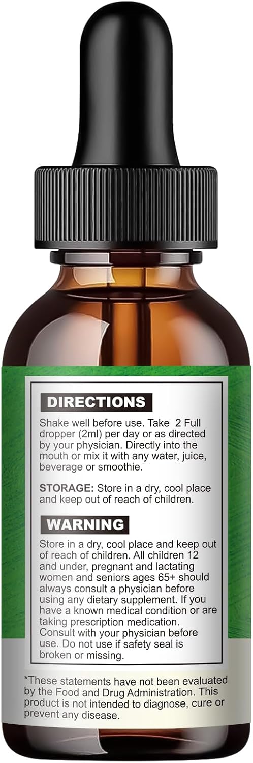 1500 mg Berberine HCL Liquid Drops with Ceylon Cinnamon, Turmeric, Chromium - Supports Metabolism, Immune System, Gut Health - 2 FL Oz Vegan Supplement