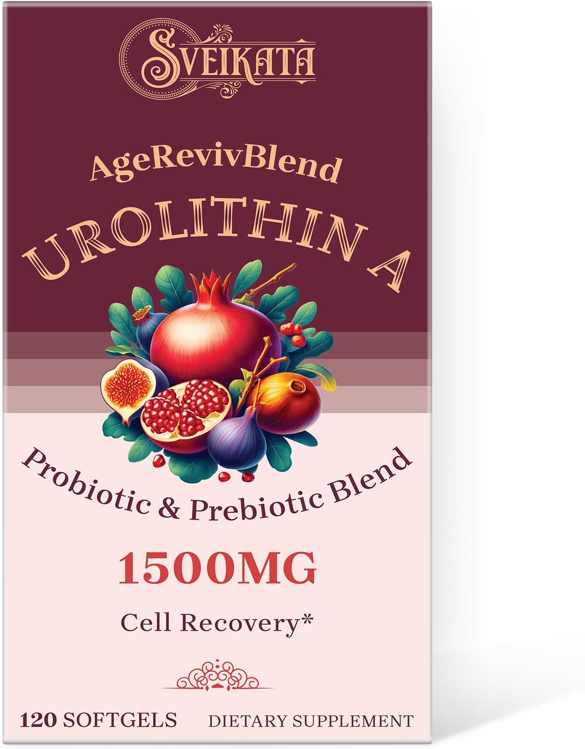 1500 mg Urolithin A Supplement for Health, 120 Softgels (2 Bottles) by Sveikata
