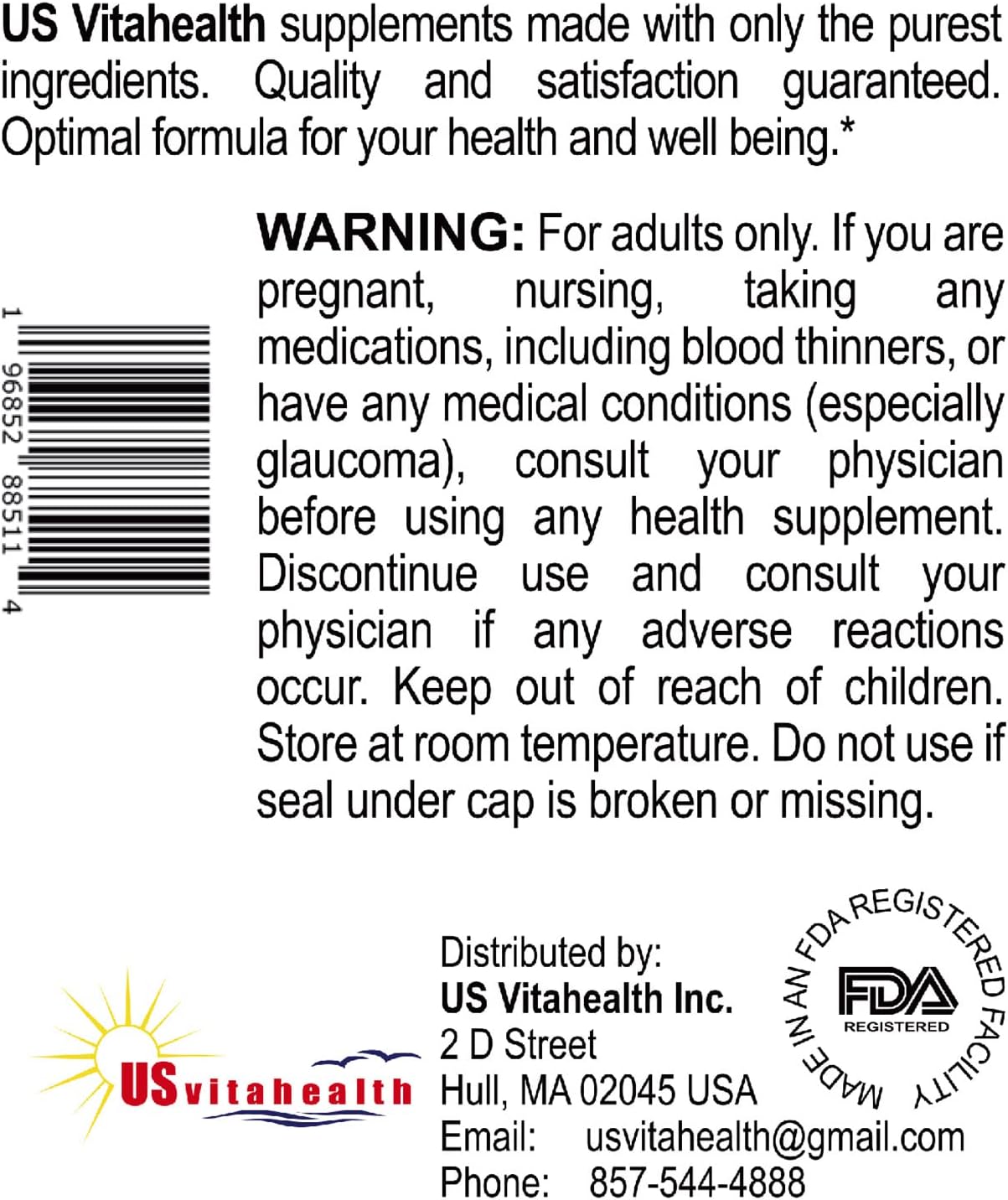 1500 mg US Vitahealth Glucosamine Chondroitin MSM - Joint & Bone Support for Comfort and Function - 100 Count Non GMO Gluten Free Supplement