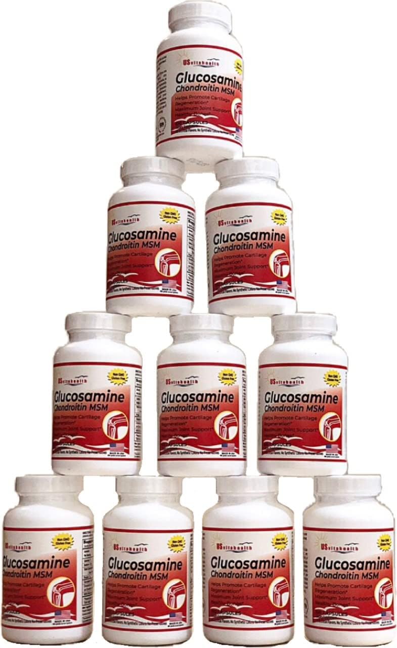 1500 mg US Vitahealth Glucosamine Chondroitin MSM - Joint & Bone Support for Comfort and Function - 100 Count Non GMO Gluten Free Supplement