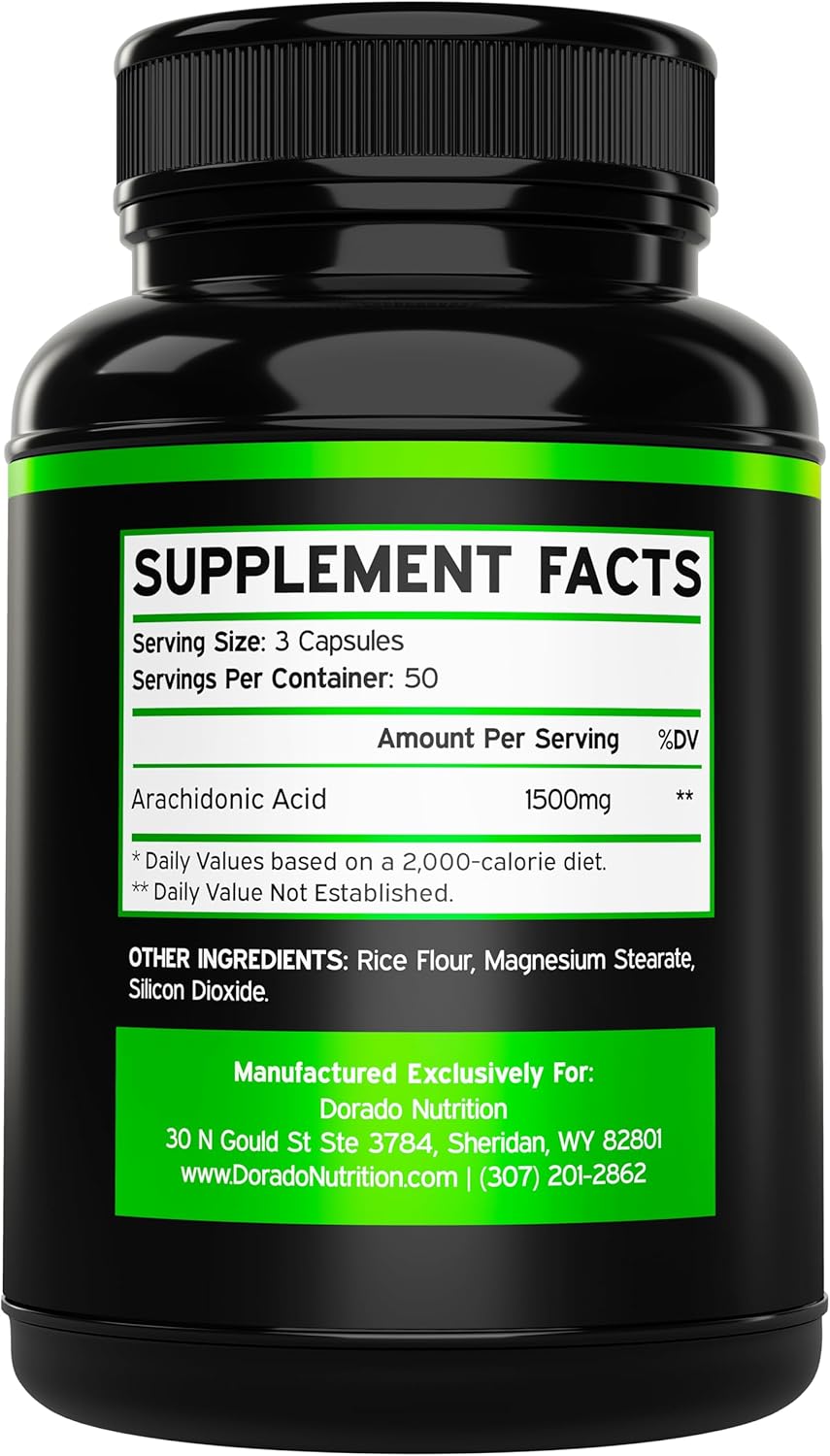 1500mg Arachidonic Acid Supplement for Muscle Mass & Recovery - Non-GMO, Gluten Free - 150 Capsules, 3rd Party Tested