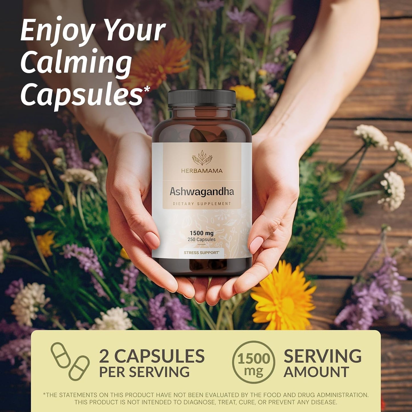 1500mg Ashwagandha Root Capsules & Turmeric Ginger Tincture Bundle - Vegan, Non-GMO - 2 Pack