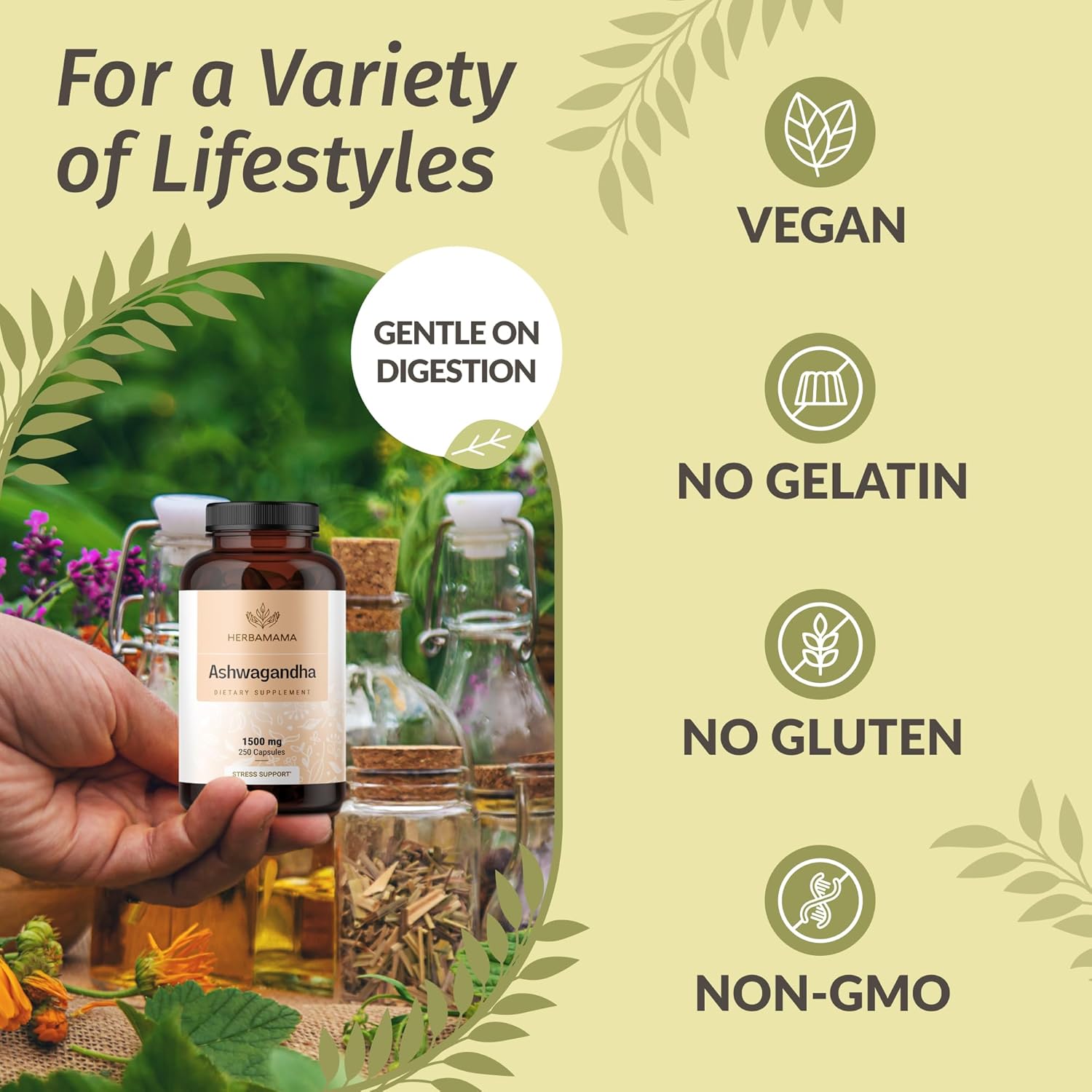 1500mg Ashwagandha Root Capsules & Turmeric Ginger Tincture Bundle - Vegan, Non-GMO - 2 Pack