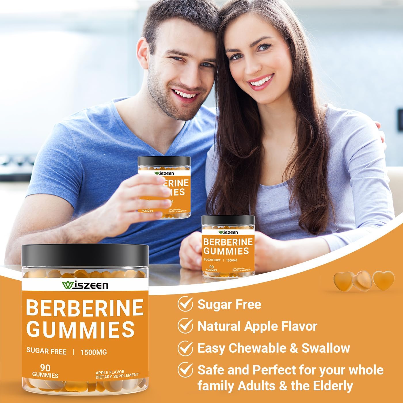 1500mg Berberine Gummies with Ceylon Cinnamon - Sugar Free Supplement (90 ct)