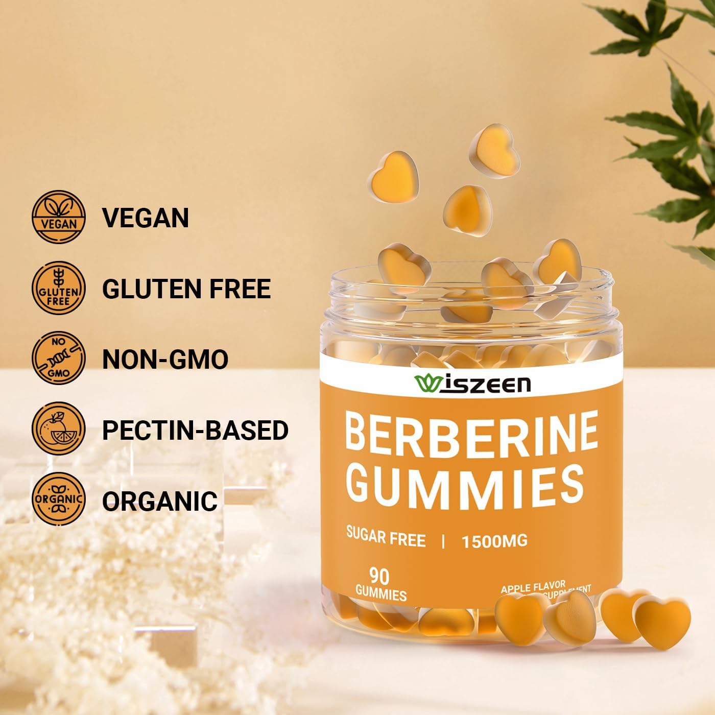 1500mg Berberine Gummies with Ceylon Cinnamon - Sugar Free Supplement (90 ct)
