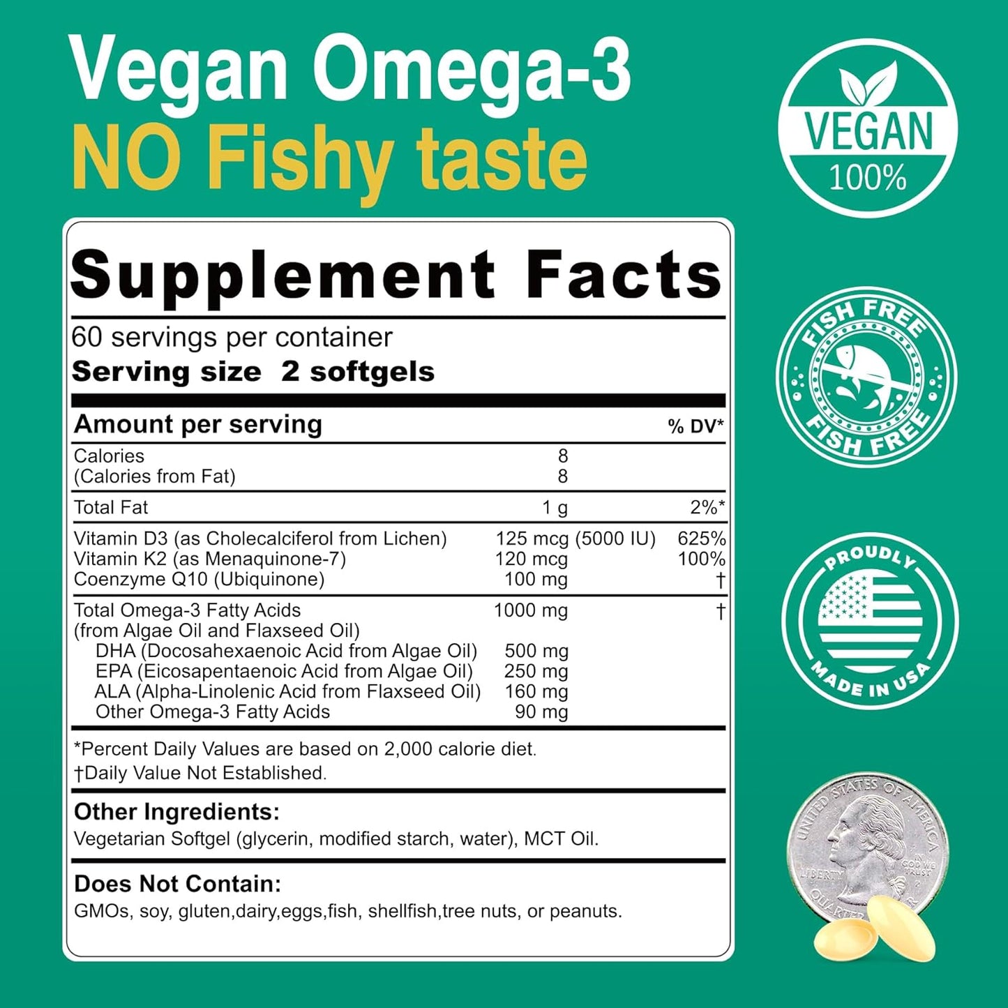 1500mg Berberine Supplement & 1000mg Vegan Omega 3 Supplement by Nextdia