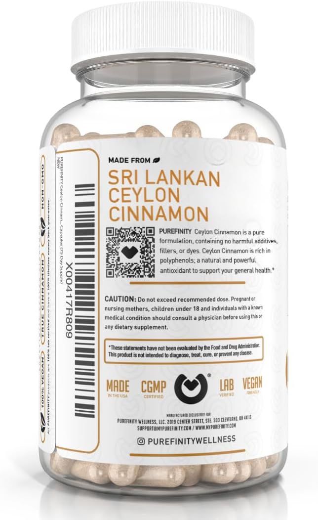 1500mg Ceylon Cinnamon Capsules - Vegan Antioxidant Supplement from Sri Lanka - Non-GMO, 60 Count - Natural Alternative to Tablets