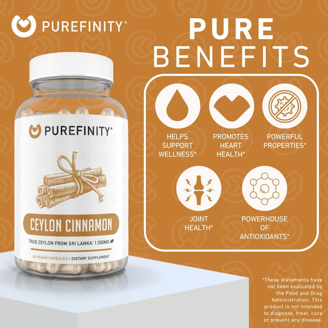 1500mg Ceylon Cinnamon Capsules - Vegan Antioxidant Supplement from Sri Lanka - Non-GMO, 60 Count - Natural Alternative to Tablets