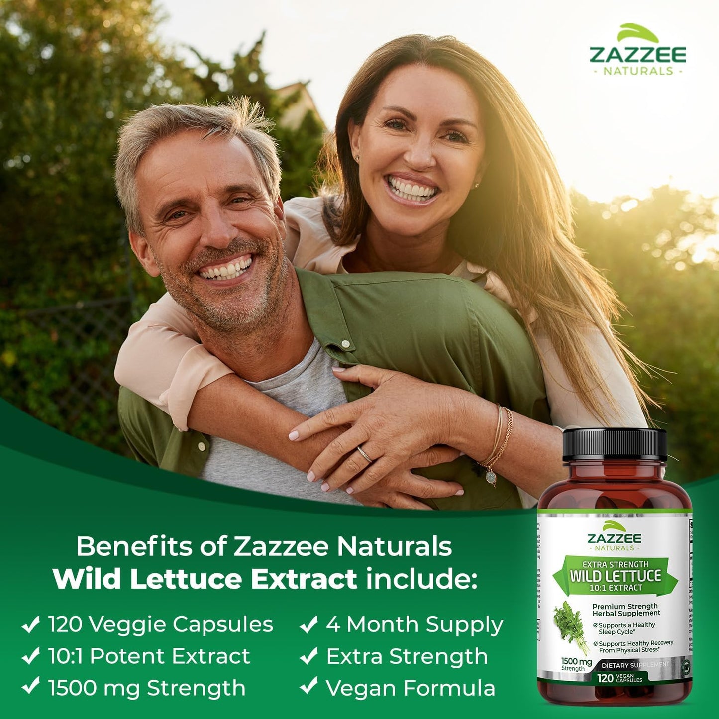 1500mg Extra Strength Wild Lettuce Extract Capsules - 120 Vegan Capsules, Potent 10X Concentration, 100% Vegetarian, Non-GMO - Made in USA