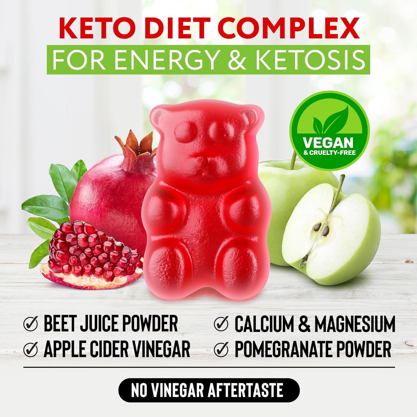 1500mg Keto ACV Gummies for Weight Loss, Detox & Energy - Vegan Apple Cider Vinegar Gummies - 60 Count