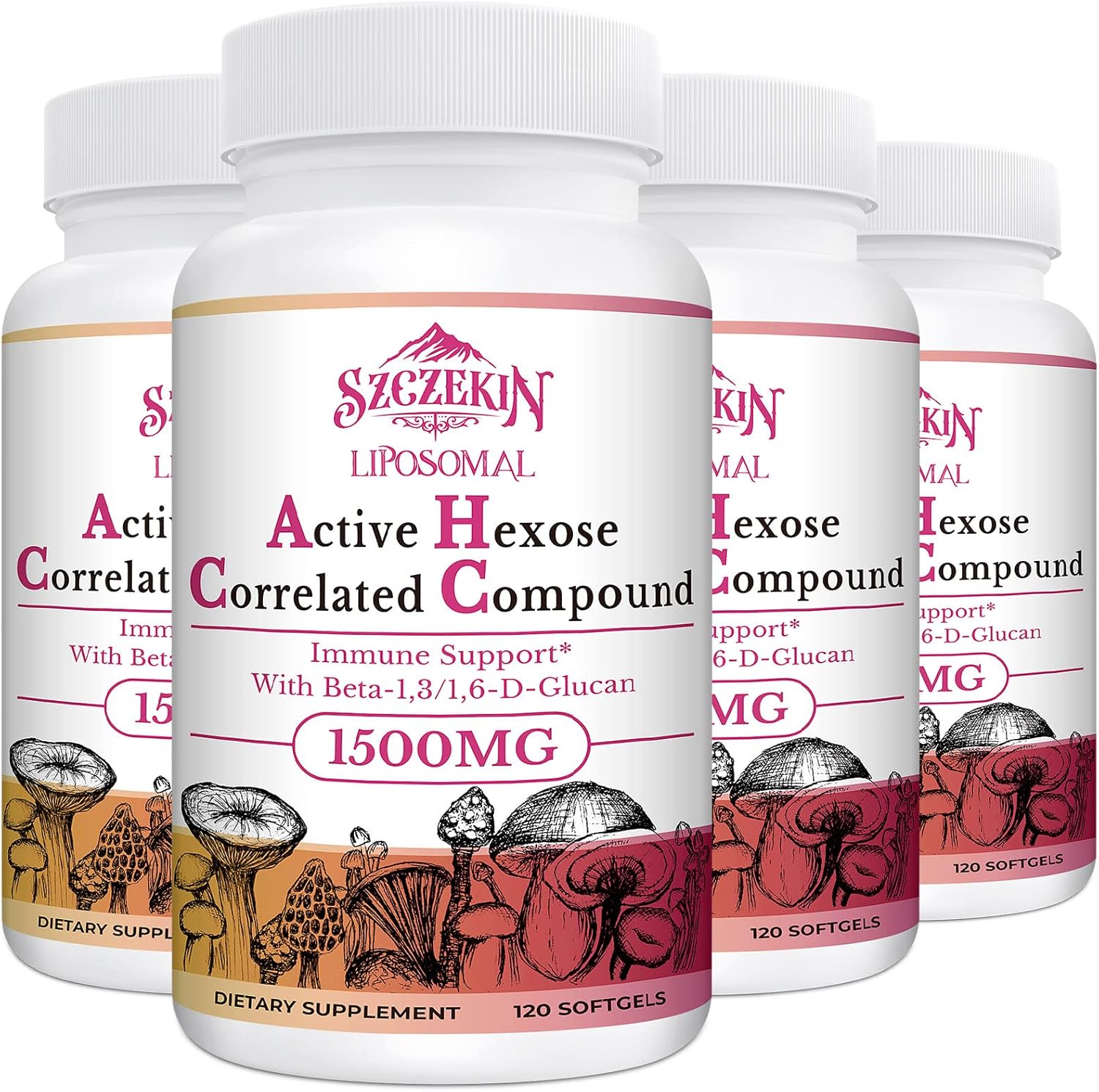 1500mg Liposomal AHCC Supplement for Immune Support - 480 Softgels with Natural Mushroom Extract for Liver & T-Cell Health