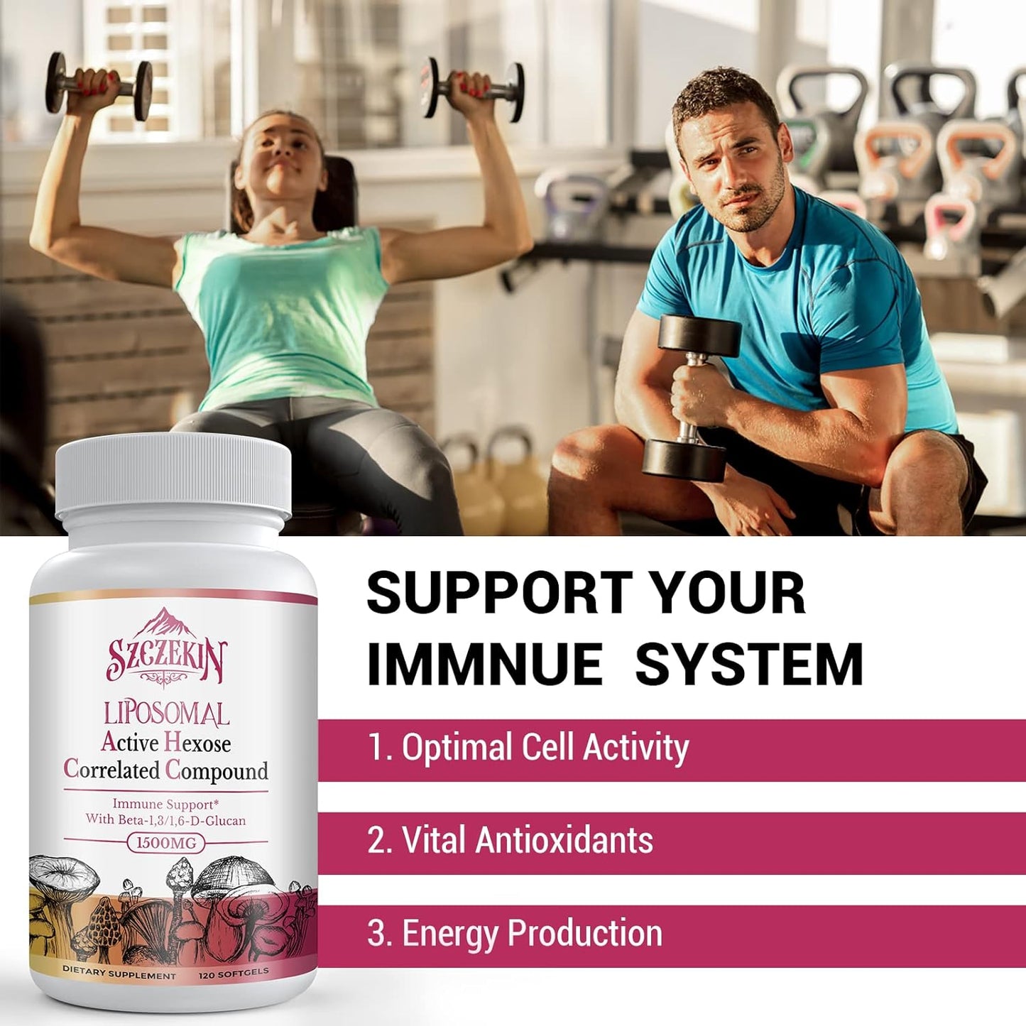 1500mg Liposomal AHCC Supplement for Immune Support - 480 Softgels with Natural Mushroom Extract for Liver & T-Cell Health