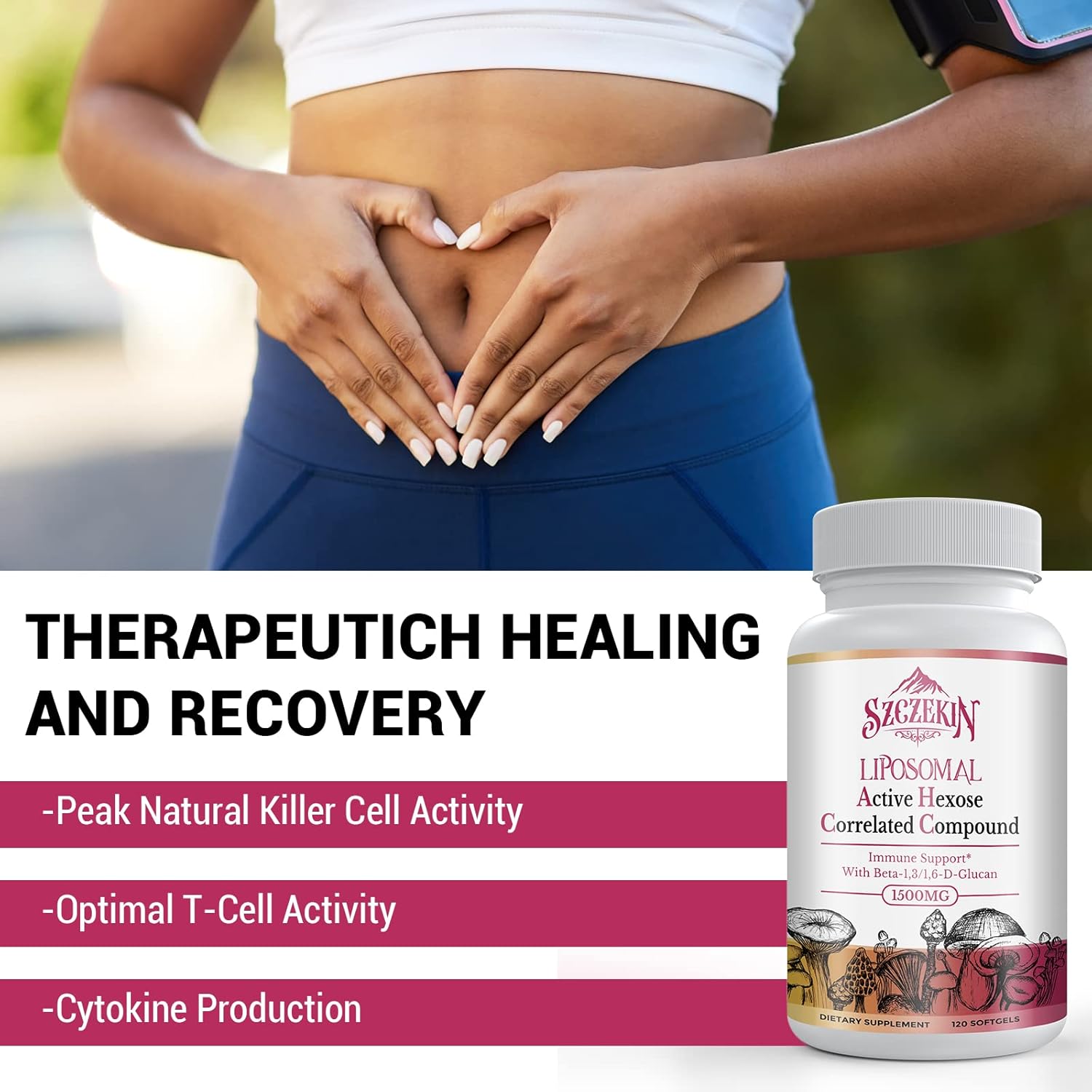 1500mg Liposomal AHCC Supplement for Immune Support - 480 Softgels with Natural Mushroom Extract for Liver & T-Cell Health