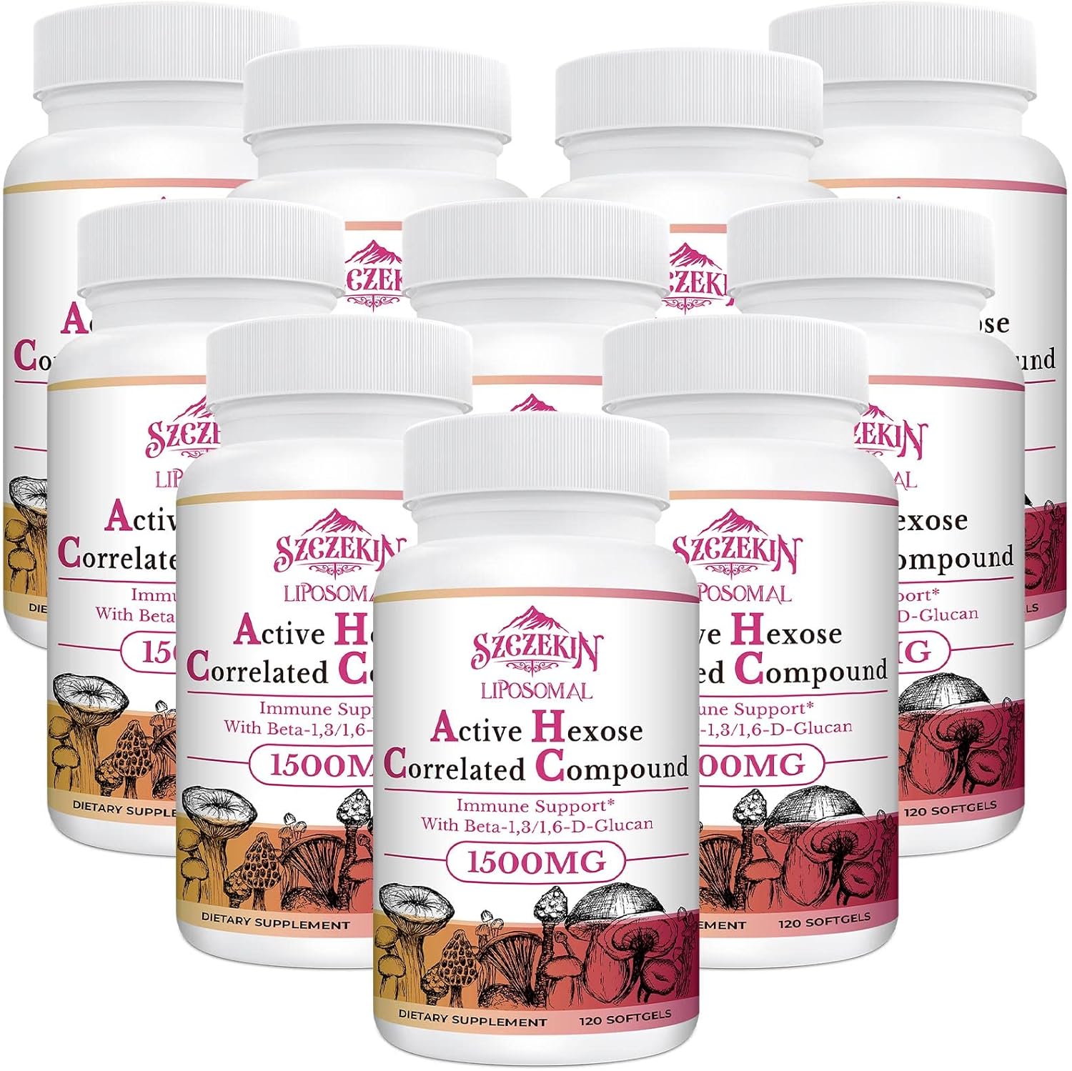 1500mg Liposomal Beta-Glucans Supplement with Natural Mushroom Extract - Boost Immune System & Liver Function, Support T-Cell & Killer Cell Activity - 1200 Soft Gels