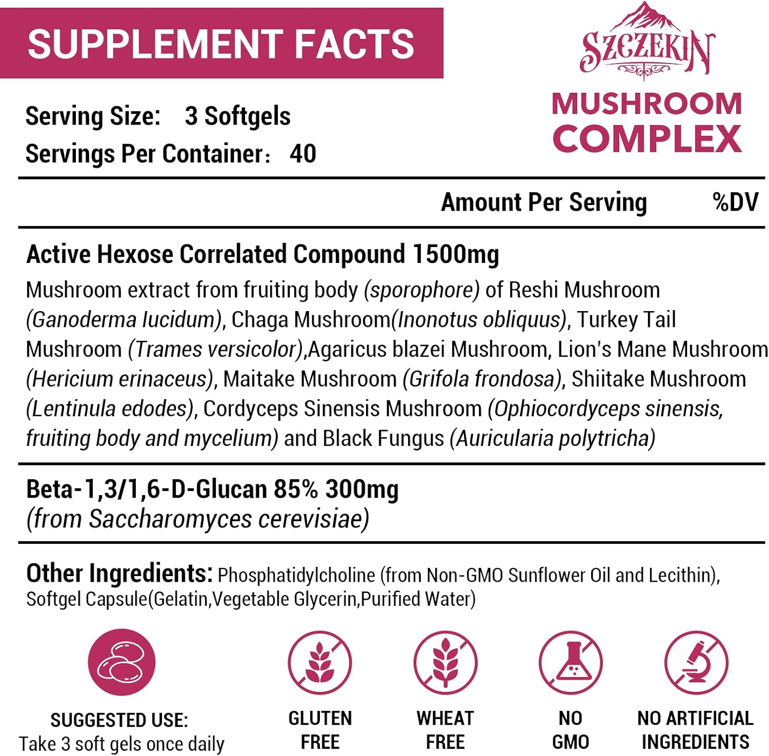 1500mg Liposomal Beta-Glucans Supplement with Natural Mushroom Extract - Boost Immune System & Liver Function, Support T-Cell & Killer Cell Activity - 1200 Soft Gels