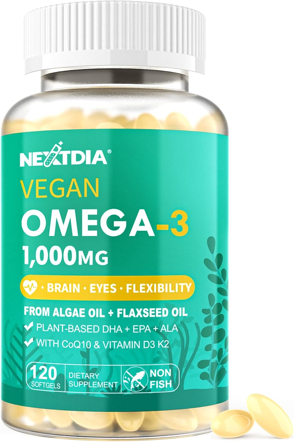 1500mg Liposomal Calcium AKG + 1000mg Vegan Omega 3 Supplement for Enhanced Health