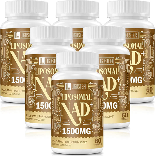 1500MG Liposomal NAD+ Supplement with TMG for Aging Defense, Cellular Energy, Heart & Brain Function - 360 Softgels