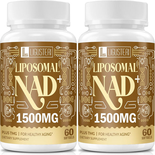 1500MG Liposomal NAD+ Supplement with TMG for Anti-Aging Defense - 120 Softgels