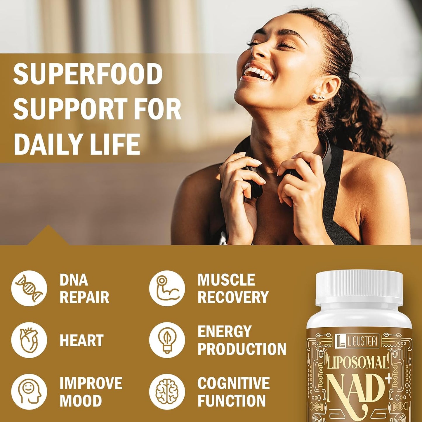 1500MG Liposomal NAD+ Supplement with TMG for Anti-Aging Defense - 120 Softgels