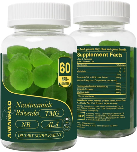 1500mg NAD+ Sugar-Free Gummies with NR, TMG, ALA, Resveratrol, Fisetin - Boost Energy & Cellular Health - 60 Count