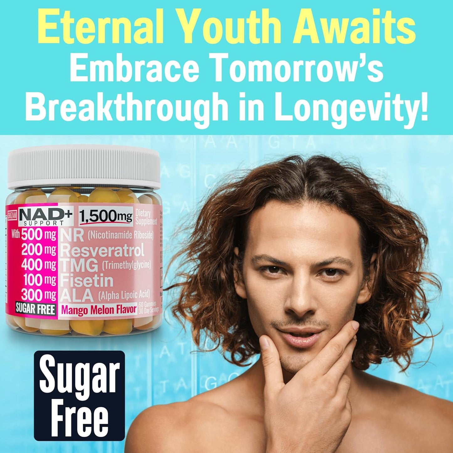 1500mg NAD+ Sugar Free Gummies with NR TMG ALA Resveratrol Fisetin | Nicotinamide Riboside Alpha Lipoic Acid Pills Tincture Supplement