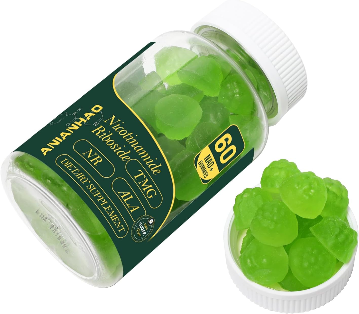 1500mg NAD+ Sugar-Free Gummies with NR, TMG, ALA, Resveratrol, Fisetin - Boost Energy & Cellular Health - 60 Count