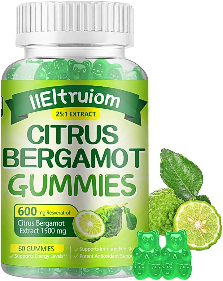 1500mg Organic Citrus Bergamot Gummies with Resveratrol & Niacin - Heart Health Supplement for Adults - Vegan-friendly - 60 Gummies