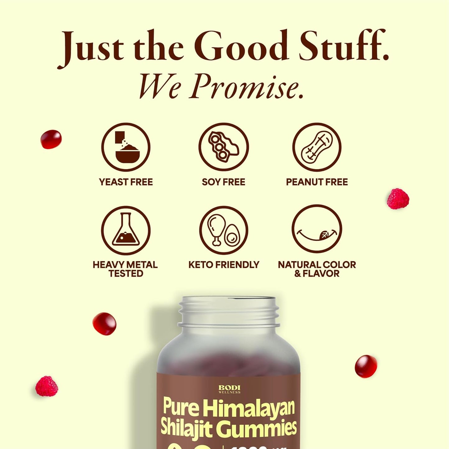 1500mg Pure Himalayan Shilajit Gummies - 90 Vegan Sugar-Free Gummies with 85+ Trace Minerals & Fulvic Acid - Non-GMO Supplement for Men & Women by Bodi Wellness