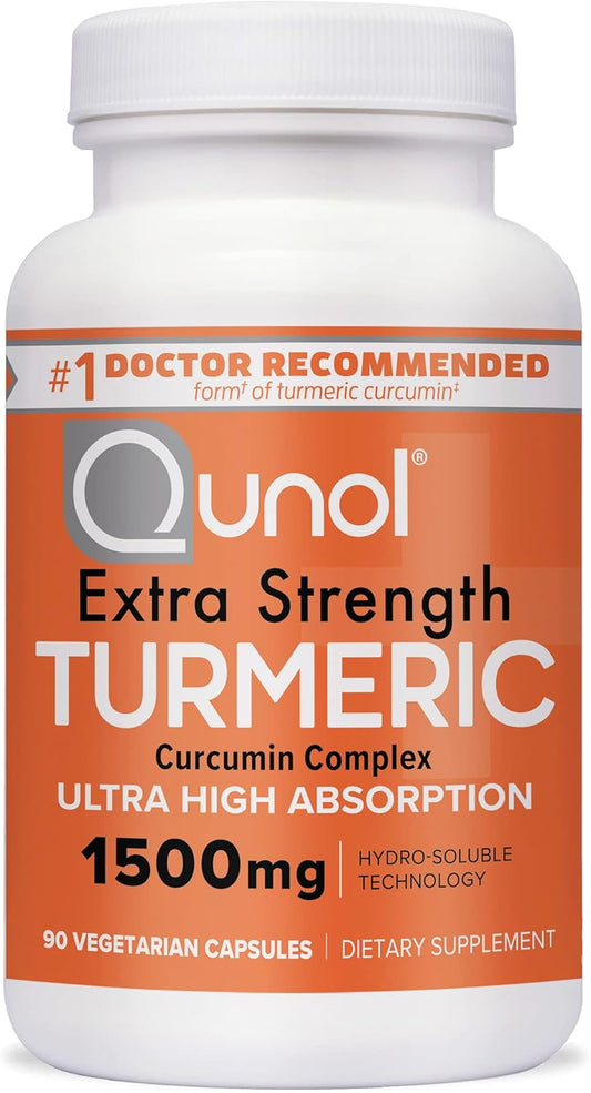 1500mg Qunol Turmeric Curcumin Capsules with Hydro-Soluble Technology - 90 Veggie Capsules, Extra Strength Supplement