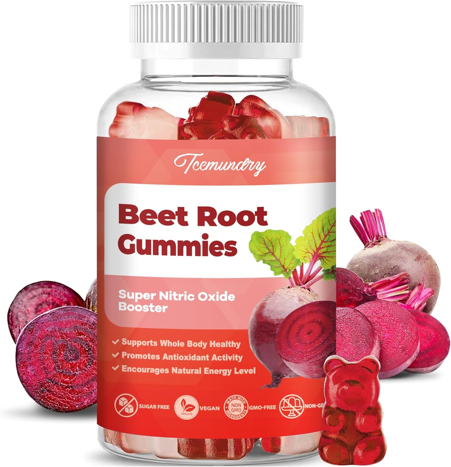 1500mg Sugar-Free Beet Root Gummies for Energy & Health - 60 Count for Women and Men