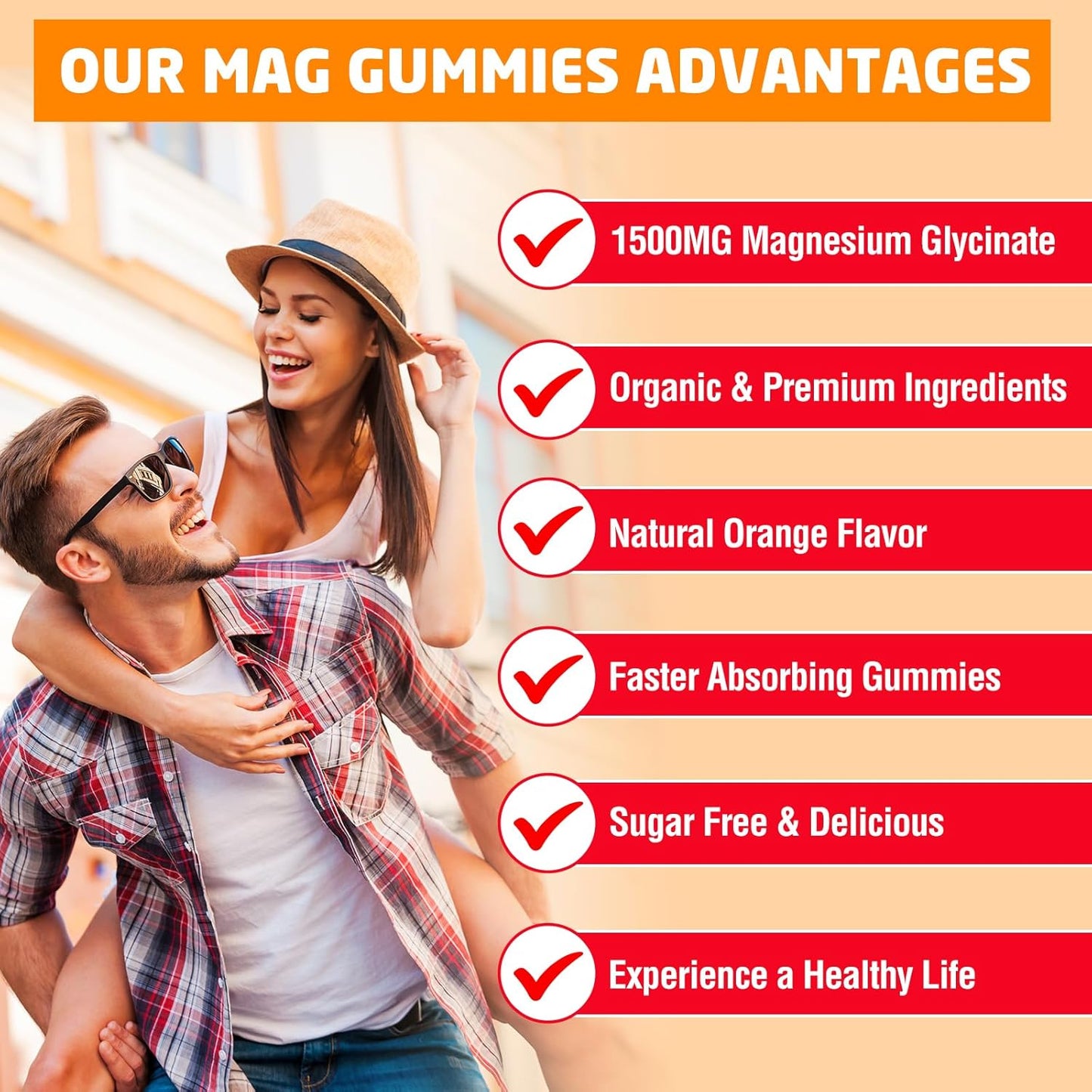 1500mg Sugar-Free Magnesium Glycinate Gummies for Adults - Orange Flavor Relaxation & Muscle Support Supplement with Magnesium I-Threonate & Ashwagandha - 180 Count
