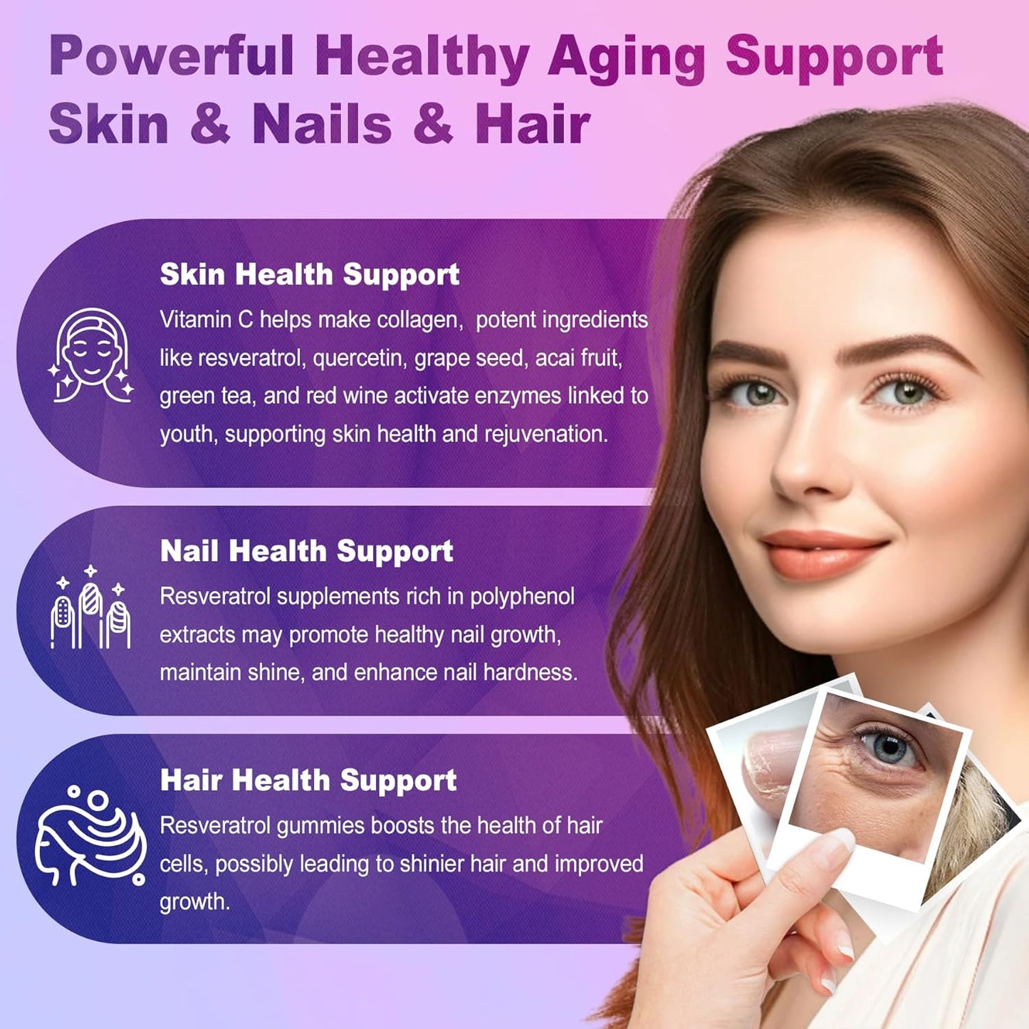 1500mg Sugar-Free Resveratrol Gummies with Quercetin, Grape Seed, Acai - Antioxidant Support for Healthy Aging, Skin, Joints, Brain - 1 Pack