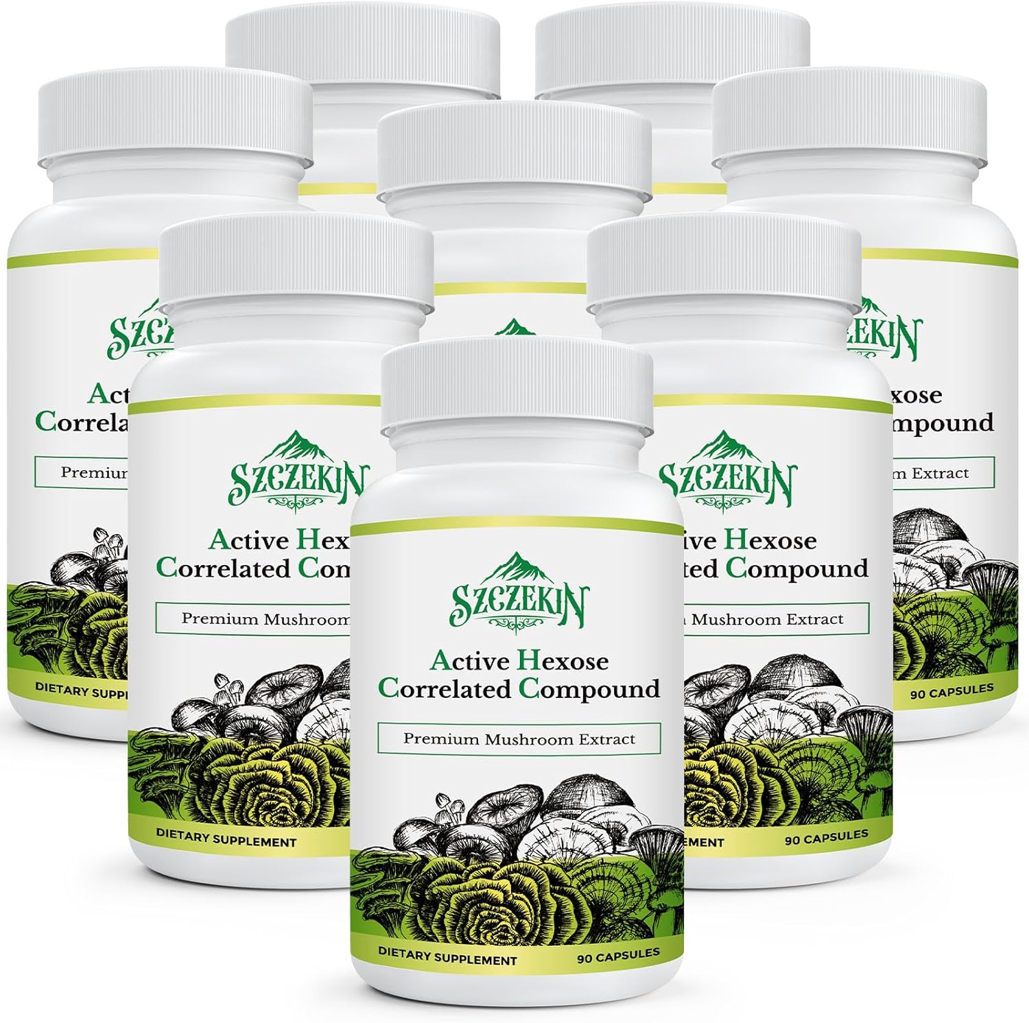 1500mg SZCZEKIN Active Hexose Correlated Compound: 8 Mushroom Extract for Immune & Liver Support - 720 Veggie Capsules