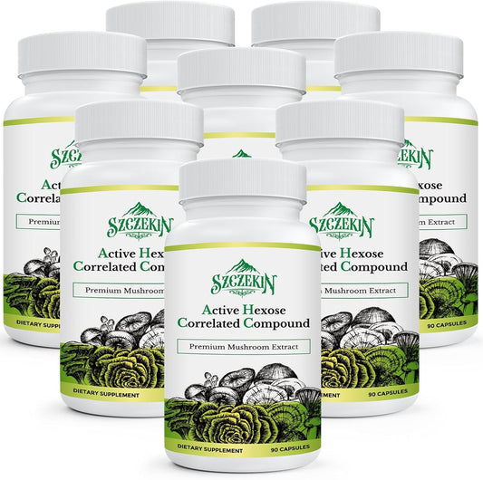 1500mg SZCZEKIN Active Hexose Correlated Compound: 8 Mushroom Extract for Immune & Liver Support - 720 Veggie Capsules