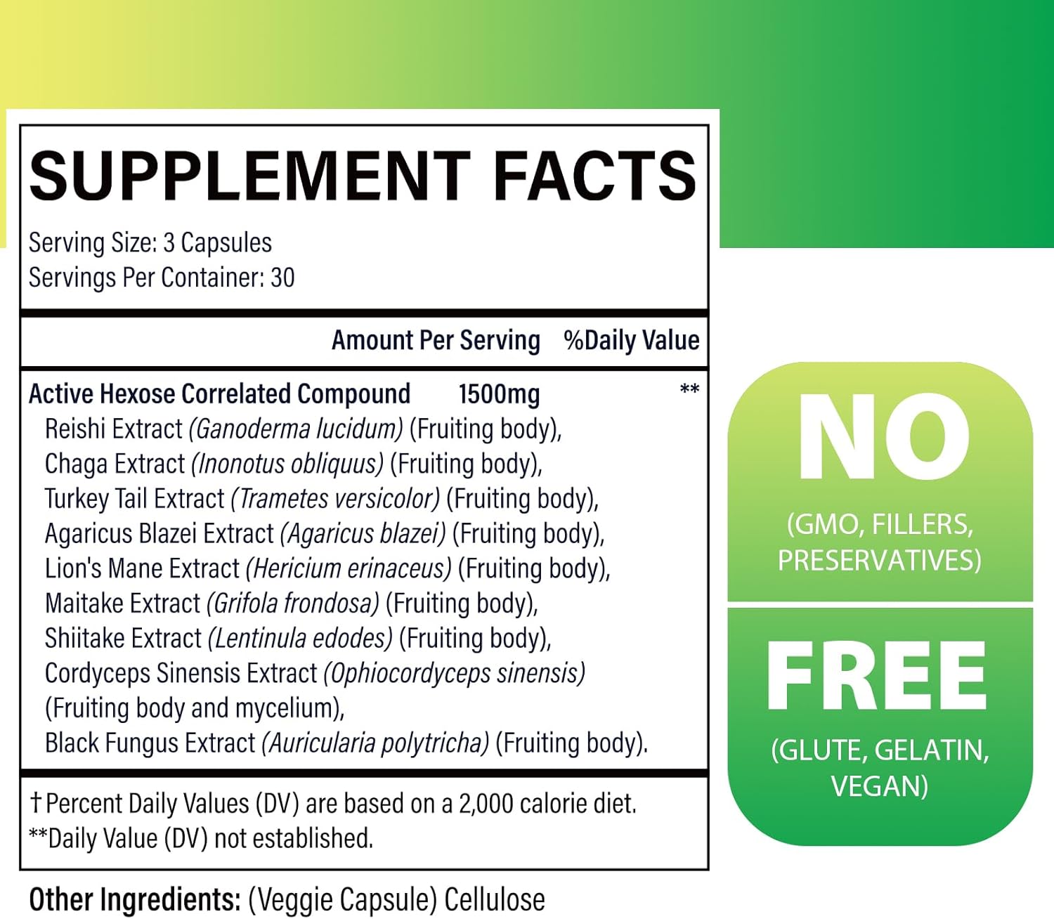 1500mg SZCZEKIN Active Hexose Correlated Compound: 8 Mushroom Extract for Immune & Liver Support - 720 Veggie Capsules