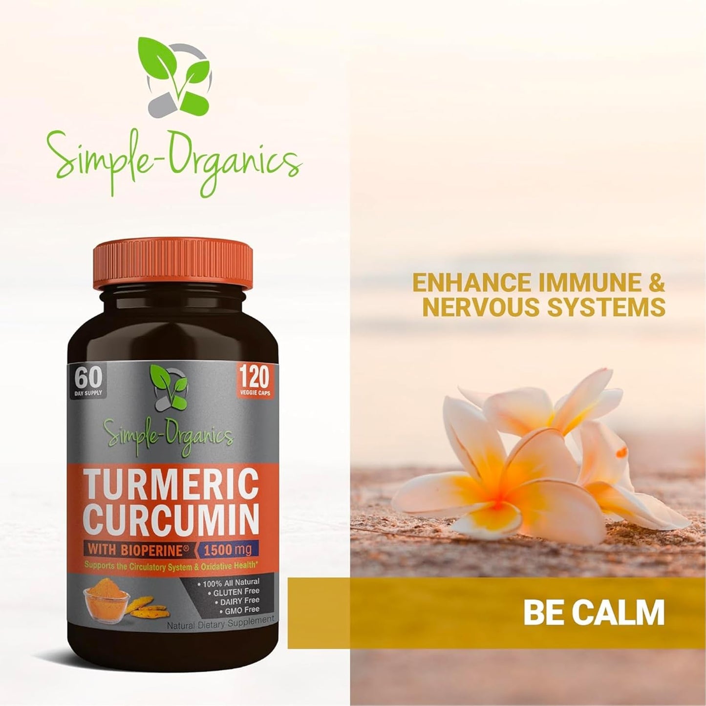 1500mg Turmeric Curcumin Capsules with Bioperine and Black Pepper Extract for Joint Support and Health - 120 Vegan Capsules