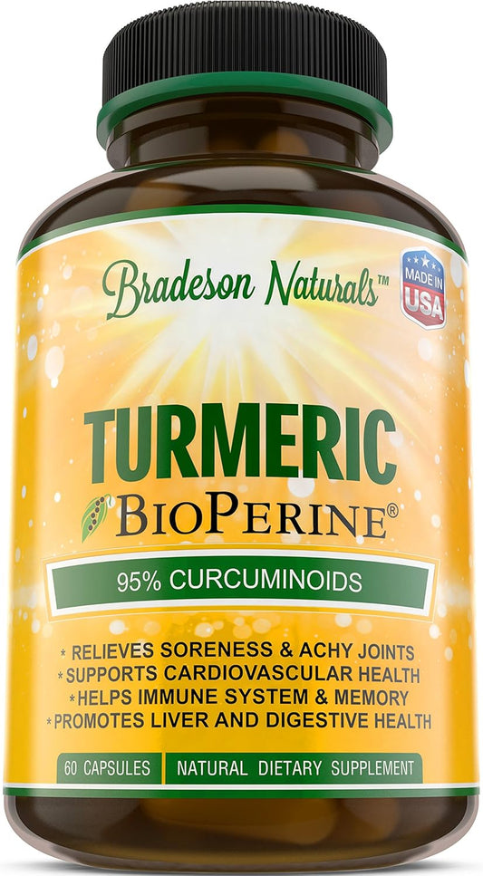 1500mg Turmeric Curcumin Supplement with BioPerine for Joint & Inflammatory Support - 60 Capsules with 95% Curcuminoids
