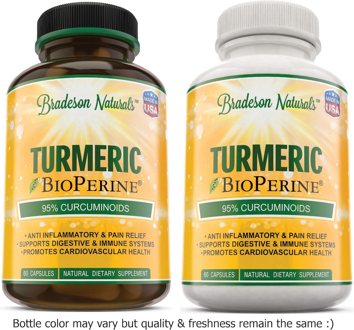 1500mg Turmeric Curcumin Supplement with BioPerine for Joint & Inflammatory Support - 60 Capsules with 95% Curcuminoids