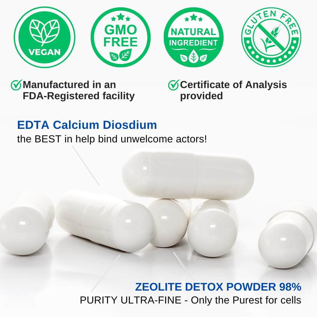 1500mg USA Made EDTA Capsules - Liver Support with Edta Calcium Disodium & Kale Extract - 90 Capsules