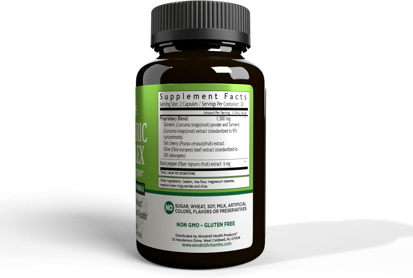 1500mg Windmill Turmeric Complex Capsules with Black Pepper - 60 Count