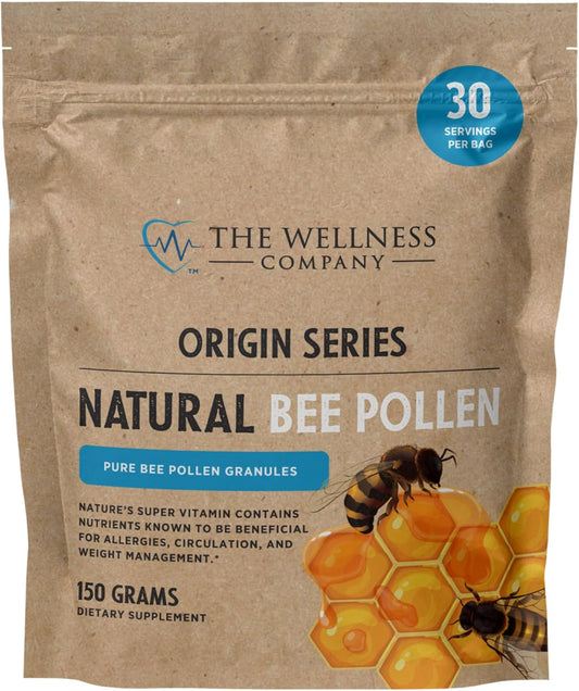 150g Natural Bee Pollen: Rich in Vitamins, Minerals, Proteins & Lipids | Non-GMO, Gluten-Free | Supports Circulation & Allergy Relief | 1 Month Supply