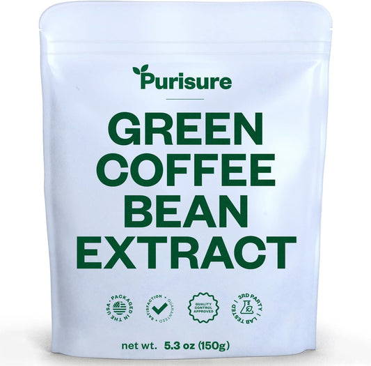 150g Purisure Green Coffee Bean Extract with Chlorogenic Acid - Natural Body Detox & Appetite Suppressant for Energy - 750 Servings for Women & Men