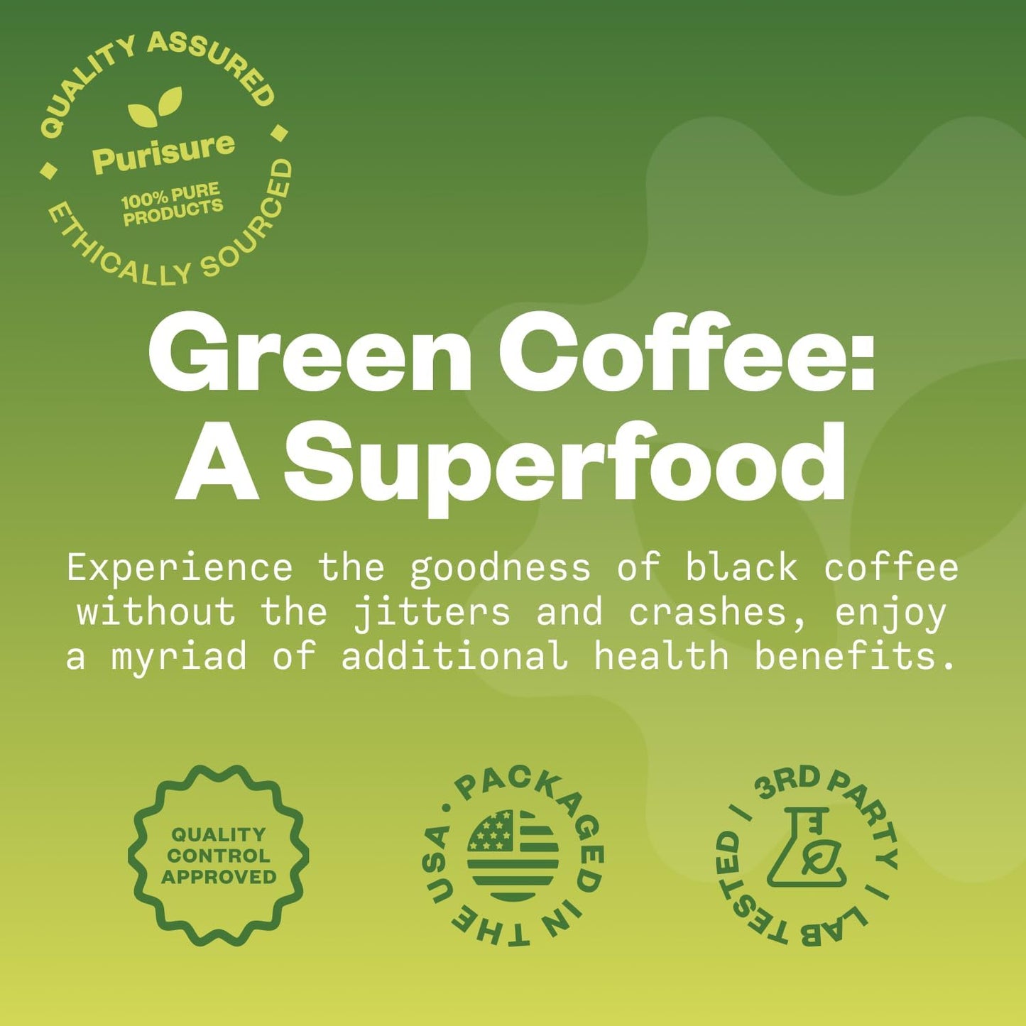 150g Purisure Green Coffee Bean Extract with Chlorogenic Acid - Natural Body Detox & Appetite Suppressant for Energy - 750 Servings for Women & Men