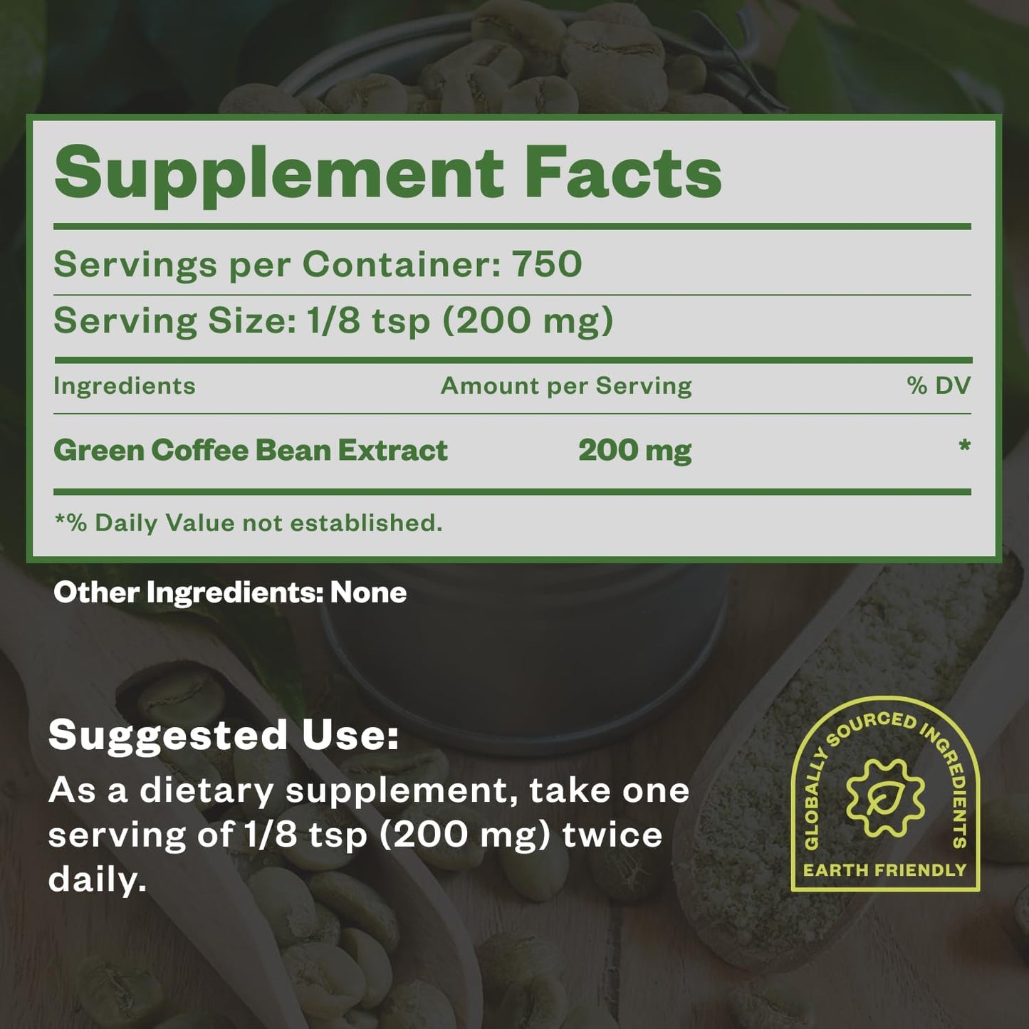 150g Purisure Green Coffee Bean Extract with Chlorogenic Acid - Natural Body Detox & Appetite Suppressant for Energy - 750 Servings for Women & Men