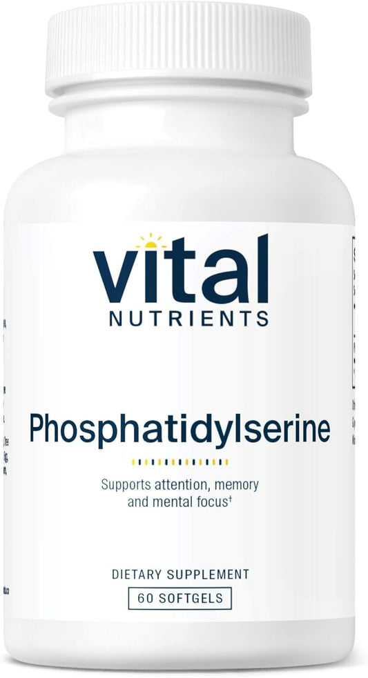 150mg Phosphatidylserine Softgels for Memory, Focus, Attention Support - Non-GMO, Gluten-Free Nootropic Supplement (60 Count)